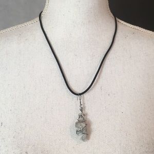 Raw Celestine wire wrapped crystal necklace